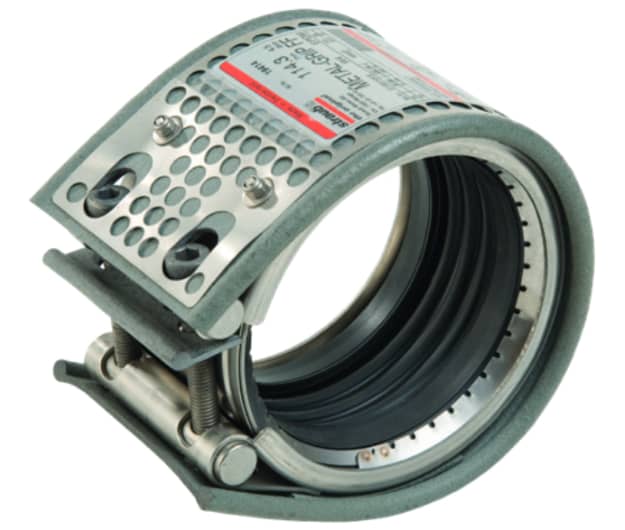 Grip type stainless steel pipe joining coupling.